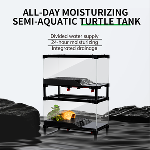 Cleen Factory Großhandel Große Glass child kröte Tank Aquarium Kit Doppels chicht gestapelt Design Turtle Box Turtle House Tank - Product Image 2