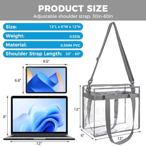 Daily Use <b>Clear</b> Tote Bag Transparent PVC Top Handle <b>Handbag</b> Durable <b>Clear</b> Bag for Stadium Events - Product Image 2