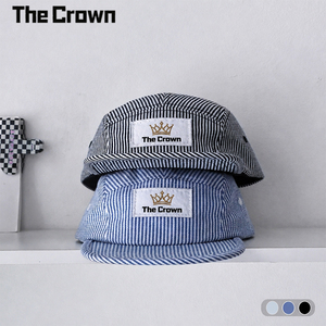 Gorra de Camping de 5 Paneles a Rayas de Alta Calidad Personalizada al por Mayor, con Visera Plana y Parche Tejido, Estilo Urbano Retro Unisex - Product Image 2