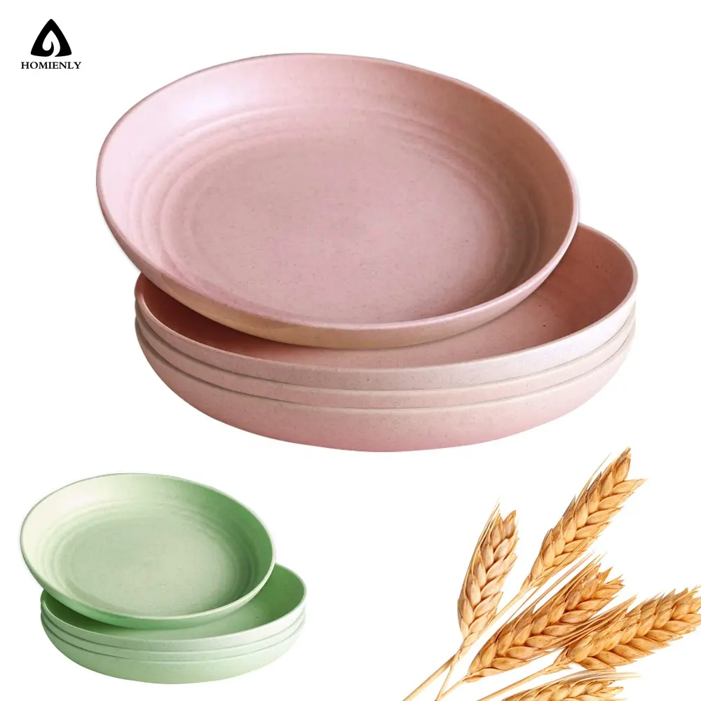 Custom Logo Wheat Straw Dinnerware Sets Unbreakable Plates Sets Wheat Straw Tableware Wheat Straw Dinnerware Sets