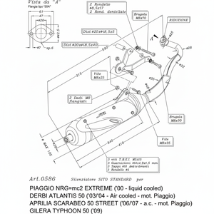 Sito raffreddato ad aria motore Piaggio moto impianto di scarico per APRILIA SCARABEO 50 strada 2006-2007 modello 17155 - Product Image 1