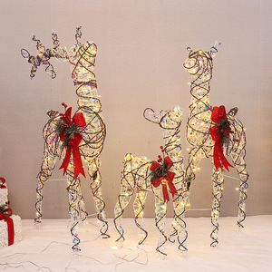 <b>Illuminated</b> Three Reindeer Set Large Christmas Decorations With Lights PVC Material - Product Image 3