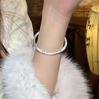 Bracelet en émail de style chinois en forme de gourde, motif floral tendance, en cuivre plaqué argent, empilable, décontracté, unisexe, cadeau, bijoux