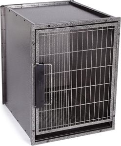 Professional Silver Stainless Steel Veterinary Equipment Modular Breathable Dog Cage with Solid Walls 1.5mm Thick <b>Plastic</b> <b>Tray</b> - Product Image 1