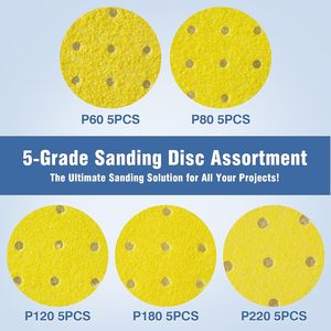 En stock 400 disques abrasifs de 225 mm (grains 60/80/120/180/220) pour ponceuse à cloisons sèches, ponceuse <span class=keywords><strong>girafe</strong></span>, ponceuse de plafond, sans poussière - Product Image 2
