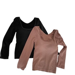 Top térmico de manga larga para mujer con sujetador incorporado, forro polar tejido, ajuste ceñido y acolchado, capa base de invierno con almohadillas para el pecho - Product Image 5