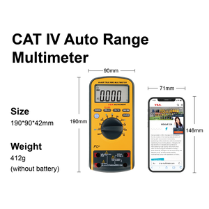 מולטימטר דיגיטלי מקצועי VA40R עם טווח אוטומטי, צג LCD, מדידת מתח DC/AC עד 1000V, זרם, NCV, עם USB, בודק MAX/MIN, CAT IV 600V - Product Image 4