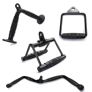 Gym Cable Attachments Curl Bar V Shaped Bar Double D Handles Lat Pull Down Bar Weight Machine Accessories