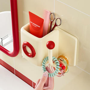 Wall-Mounted Plastic Bathroom <strong>Storage</strong> Rack No-Drill Hair <strong>Tie</strong> Headband Holder Draining Comb Hair Accessory <strong>Storage</strong> <strong>Box</strong> - Product Image 4