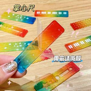 Gradient <b>Candy</b> Color Mini Palm Ruler Set 5 Pieces Plastic Measuring Tool For Students Exam Stationery - Product Image 4