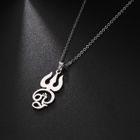 Collier avec pendentif symbole Om indien Tamil avec trident, symbole Om Shiva, yoga, talisman vintage, bijoux en acier inoxydable