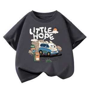 T-shirt en coton d'été à la mode pour garçons Nouveau haut décontracté à manches courtes avec impression numérique Design élégant à demi-manches pour enfants - Product Image 3