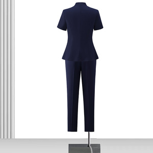 Costume <span class=keywords><strong>d</strong></span>'été bleu marine pour femmes haut de gamme Salon de beauté vêtements de <span class=keywords><strong>travail</strong></span> professionnels blazers minces à manches courtes <span class=keywords><strong>d</strong></span>'<span class=keywords><strong>esthéticienne</strong></span> pour femmes - Product Image 5