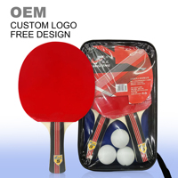 Raquette de tennis de table en bois écologique avec caoutchouc, trois balles et logo personnalisé - Conception légère à la pointe et lourde à la poignée