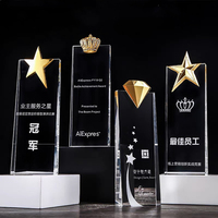 Fabriek Custom Crystal Diamond Trofee Kroon Plaquette Star Award Voor Evenement Prijzen