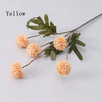 Diente De León artificial de un solo tallo, 5 cabezas de flores y pompones, crisantemos para la mesa de comedor del hogar y la decoración de la sala de estar
