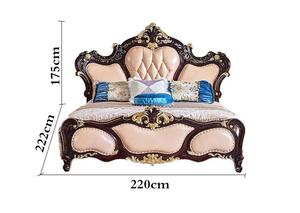 <span class=keywords><strong>Lit</strong></span> Royal Classique en Cuir de Vachette, Nouveau Design, Ensemble de Meubles de Chambre à Coucher de Luxe en Bois Sculpté - Product Image 2