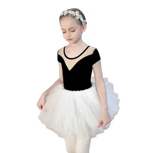 夏季短袖黑色女童芭蕾舞裙分级测试中国舞蹈训练服