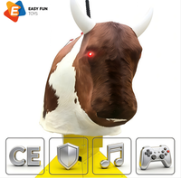 Juego de Toro Mecánico Eléctrico con Pelo de Toro Real, Juego Completo para Ferias y Exposiciones, con Tapete Inflable Impermeable de Fácil Limpieza