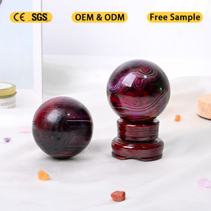 Wholesale Natural Polished <b>Crystal</b> Healing Stone Craft Colorful Moss Agate Sphere for Meditation - Product Image 3