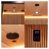Cabine de sauna infrarouge avec panneaux en carbone, structure en bois, pour spa à domicile, avec porte en verre