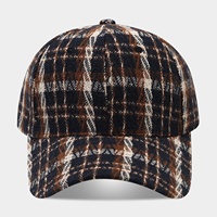 Gorra de Béisbol Vintage a Cuadros Gruesos para Mujer, Estilo Artístico Casual, Sombrero para el Sol, Moda Urbana, Tendencia Otoño-Invierno