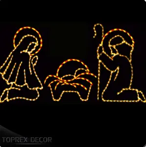 Decorazione natalizia esterna 2D LED Jesus motivo del presepe finestra di visualizzazione luci stringa con alimentazione a corrente alternata