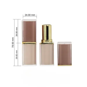 Nuovo modello personalizzabile oro tubi di plastica rossetto trasparente Design cavo supporta colori personalizzati Logo quadrato Spray interno