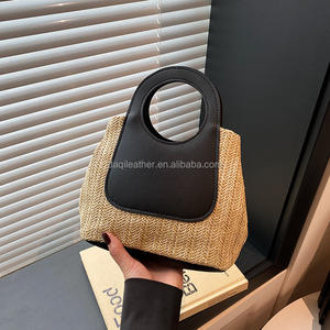 Bolsos de Paja al por Mayor para Mujer, Bolsos de Mano Tejidos, Bolsos de Mano Personalizados, Mini Bolsos Tote Únicos para Dama con Logotipo Impreso - Product Image 4