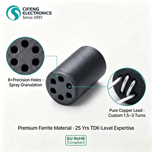 Filtro EMI <span class=keywords><strong>de</strong></span> ferrita <span class=keywords><strong>de</strong></span> seis orificios con bobinado <span class=keywords><strong>de</strong></span> alambre <span class=keywords><strong>de</strong></span> Ni-Zn, tipo DIP vertical, para PCBA, <span class=keywords><strong>serie</strong></span> <span class=keywords><strong>de</strong></span> filtros EMI personalizados <span class=keywords><strong>de</strong></span> múltiples orificios, granulación por pulverización premium - Product Image 3