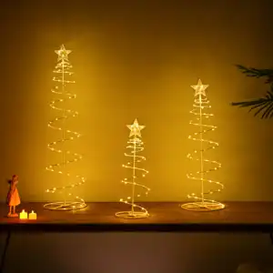 Lampu pohon Natal Led Spiral, lampu Led pohon Bonsai meja luar ruangan cerdas