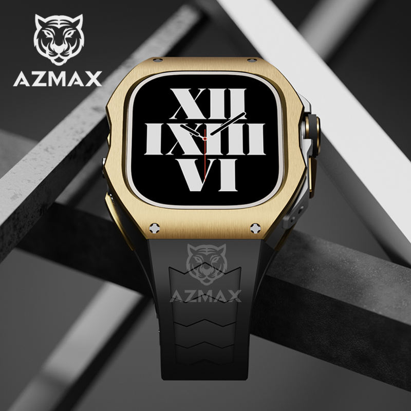 For Apple Watch 49mm Carbon Fiber Modification Kit Fluoro rubber Band Luxury Cover Set For iWatch ultra 49MM Apple Watch Case