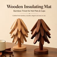 Sous-plat pliable moderne en bambou, résistant à la chaleur, protection de table, motif sapin de Noël, pour cuisine et salle à manger