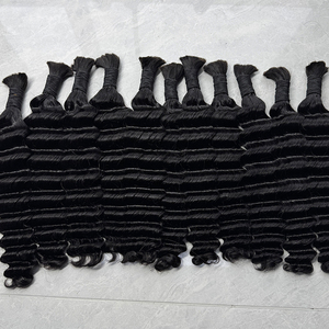 Human Hair Deep Wave Bulk Hair No Weft Natural Black Soft Smooth Texture For <b>Braiding</b> <b>Wig</b> Making Bulk Order - Product Image 1