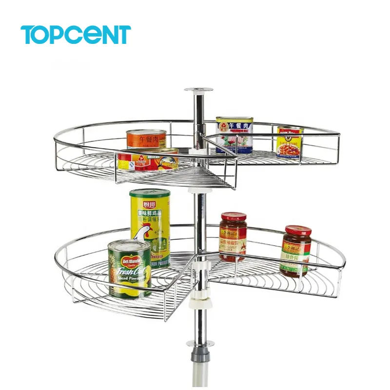 TOPCENT Fábrica canto mágico comercial direto 180/270/360 graus Rotating Storage Shelf Kitchen Basket