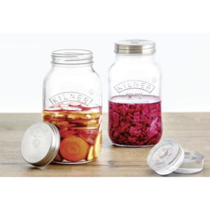 Frascos de Fermentación Kilner, Paquete de 2, de Vidrio con Tapas Metálicas para Encurtir y Fermentar - Product Image 1