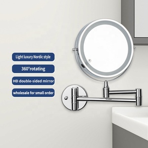 Khách sạn double side linh hoạt LED ánh sáng treo tường trang điểm gương phòng tắm <span class=keywords><strong>8</strong></span> inch Magnifier 10x gương - Product Image 2
