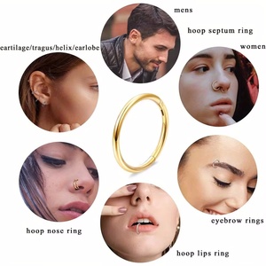 Anillo de titanio ASTM F136 de 18G para nariz, oreja, tragus, septum, concha, <span class=keywords><strong>labio</strong></span>, cartílago, doble <span class=keywords><strong>aro</strong></span>, con circonita cúbica (CZ) y sistema clicker, 1 unidad - Product Image 3