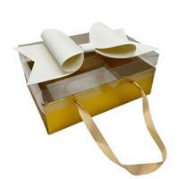 Boîte cadeau pour fleurs et fruits, boîte vide, boîte à nœuds, boîte à roses, boîte cadeau transparente à poignée, boîte cadeau florale pliable en PVC