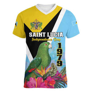 Camiseta Deportiva Personalizada con Cuello en V para Hombre, Diseño <span class=keywords><strong>de</strong></span> la Bandera <span class=keywords><strong>de</strong></span> Santa Lucía, Logotipo <span class=keywords><strong>de</strong></span> la Selección <span class=keywords><strong>de</strong></span> Fútbol <span class=keywords><strong>de</strong></span> Santa Lucía - Product Image 2