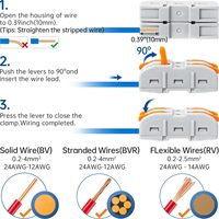 Connecteurs à levier pour fils de cuivre, 1 conducteur, raccordement compact en ligne, 24-12 AWG (Orange), 32A, puissance nominale 600V, certifié CE