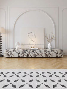 Calacatta Viola đá cẩm thạch TV Bảng đồ nội thất phòng khách đá tự nhiên TV đứng thiết kế nodic hiện đại đá cẩm thạch TV bảng - Product Image 3