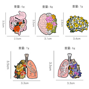 Huy Hiệu Kim Loại Bán Buôn New Arrival Màu Hồng Hình Dạng Não Kẽm Hợp Kim Ve Áo Pins Trâm Đẹp Thiết Kế Tim Organ Mềm Men Pin - Product Image 6