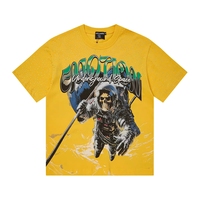 T-shirt imprimé pleine surface avec strass MIXED EMOTION, décontracté, oversize, vintage, pour couple, à manches courtes, vente en gros