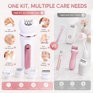 Depiladora recargable 5 en 1 para mujer con cepillo de limpieza facial, removedor de callos y cabezal de masaje. - Product Image 3