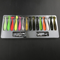 Ensemble d'appâts souples 19 pièces combo de leurres de pêche en plastique artificiel brillant appâts souples hameçons ensemble de leurres de pêche souples