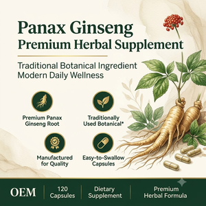 Cápsulas de Panax Ginseng OEM ODM, GMP Halal, 120 Unidades, 600 mg por Porción, 60 Porciones - Product Image 4
