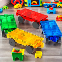 Jeu de base de roues transparentes pour accessoires de voiture en tuiles magnétiques avec jouet en tuiles magnétiques pour enfants