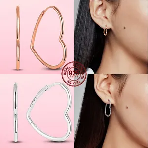 <span class=keywords><strong>Pendientes</strong></span> de Plata 925 con Diseño de Corazón y Circonita Cúbica Redonda, Estilo Animal, para Mujer, Ideales para Fiestas, Lindos, Románticos y a la Moda - Product Image 5
