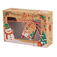 Lot de 12 boîtes cadeaux rectangulaires en papier kraft pliables avec fenêtre, grand format, pour calendrier de l'Avent de Noël, bonbons, macarons et desserts